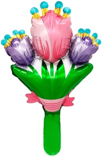 Шар с клапаном (17''/43 см) Мини-фигура, Тюльпаны, 5 шт. в уп. (цв.этик.)