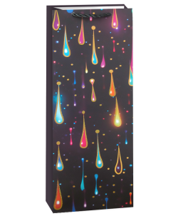 Пакет подарочный для вина, 210гр, Сверкающий праздник, Дизайн №4, с блестками, 36*12*9 см, 1 шт.