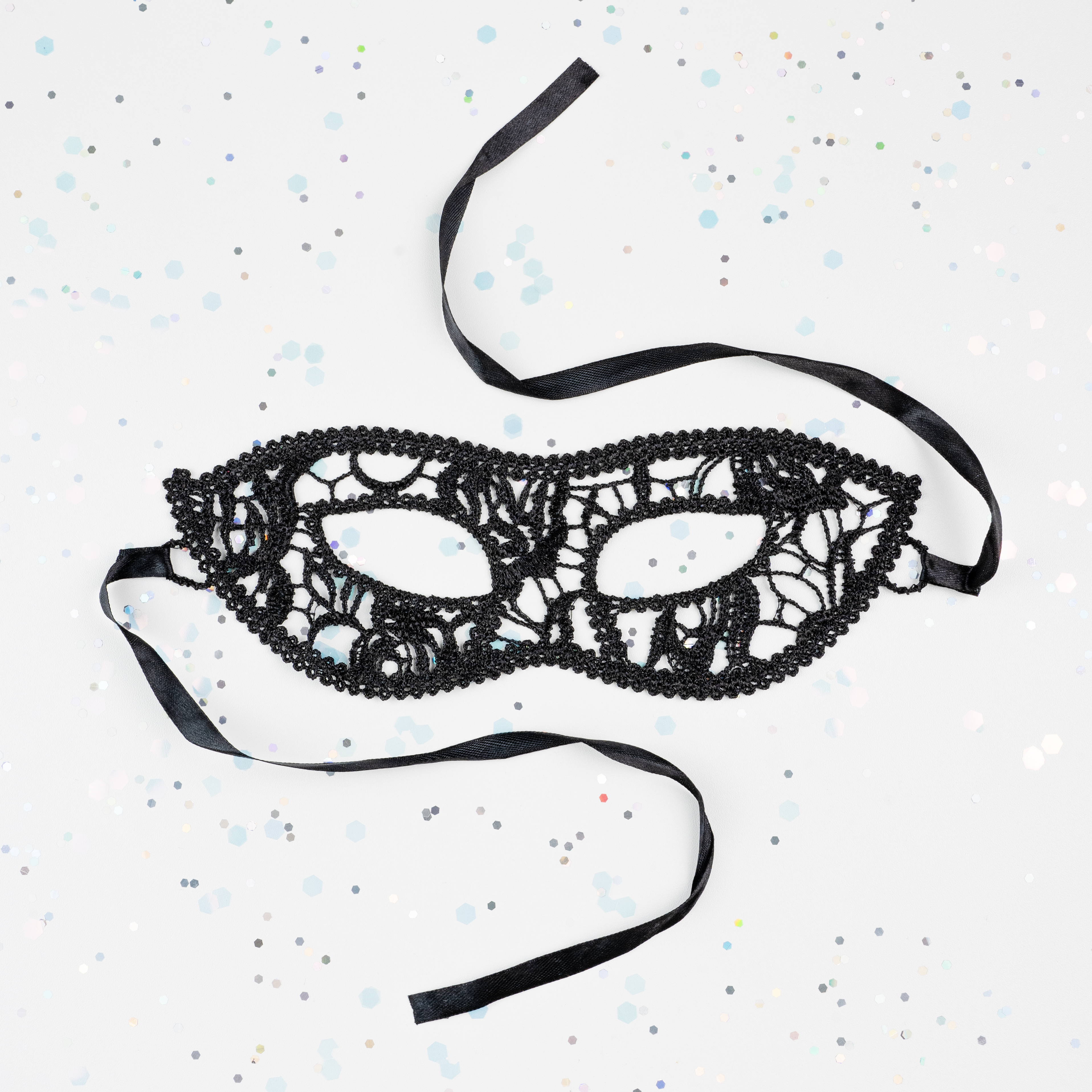 Маска кружевная, мягкая, Загадка, Черный, 16*24 см, 1 шт. 