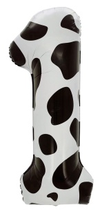 Шар (40''/102 см) Цифра, 1 Пятнышки, Черный/Белый, 1 шт. в уп.