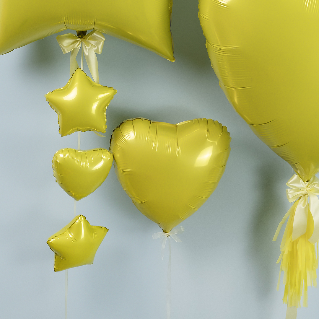 Шар (9''/23 см) Мини-сердце, Светлое золото, 1 шт.