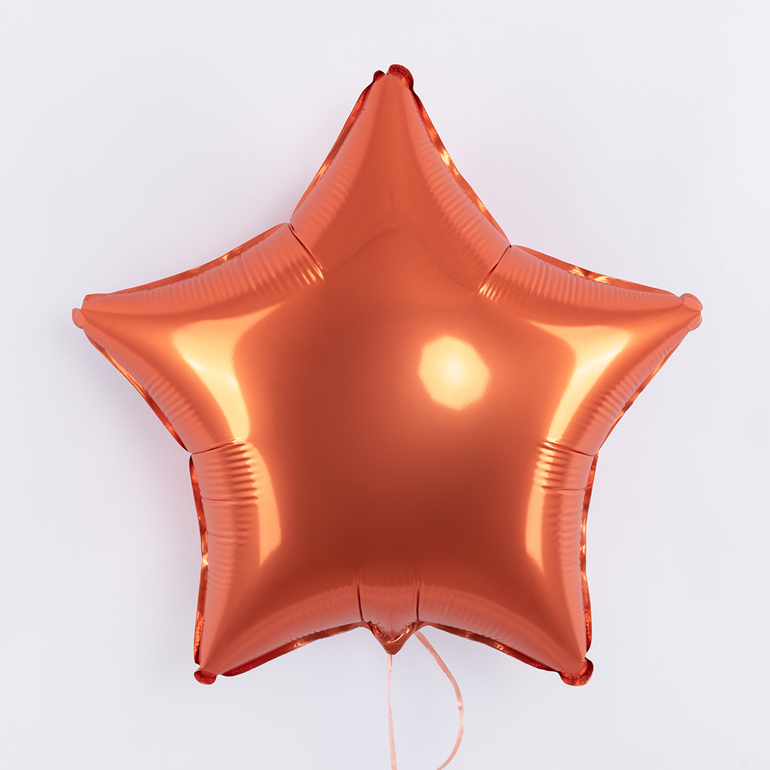 Шар (18''/46 см) Звезда, Оранжевый, Сатин, 1 шт.