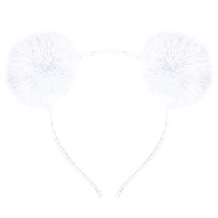 Ободок, Пушистые помпончики, Белый, 1 шт. 