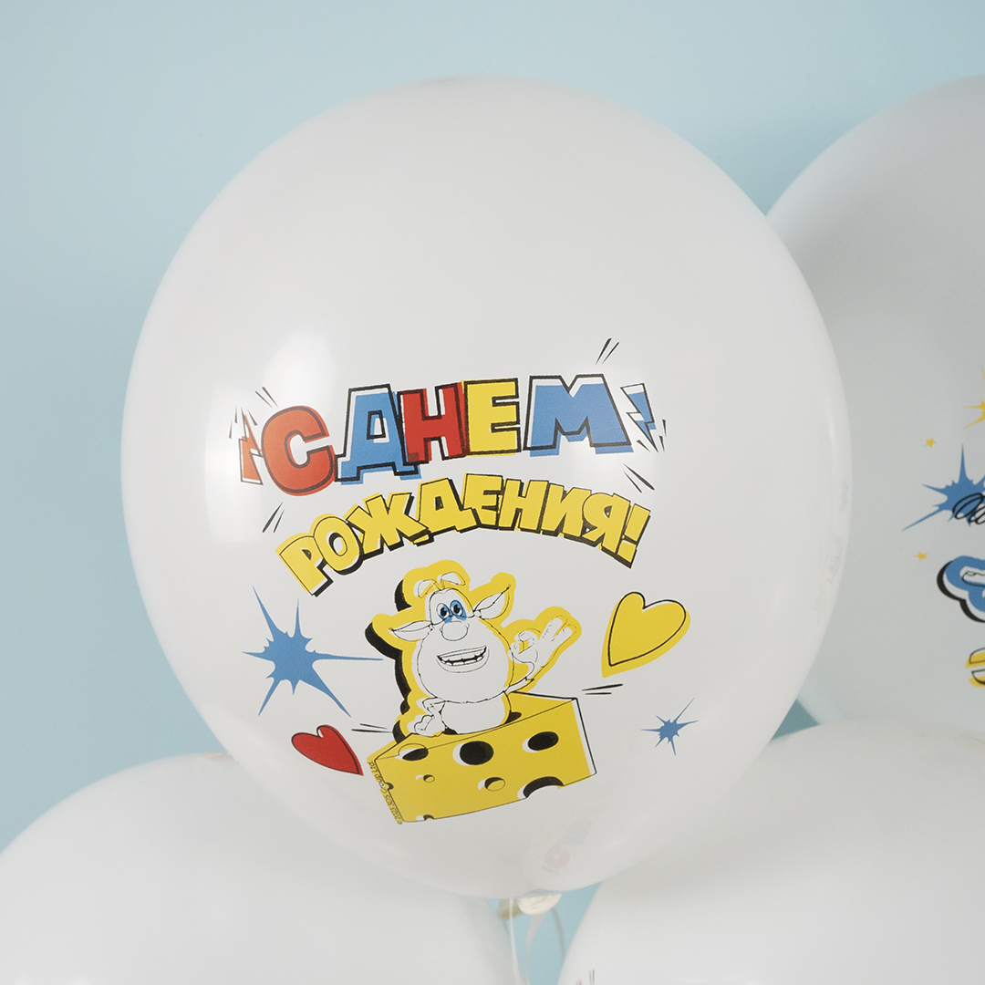 Шар (12''/30 см) Буба, Белый, пастель, 1 ст, 25 шт.