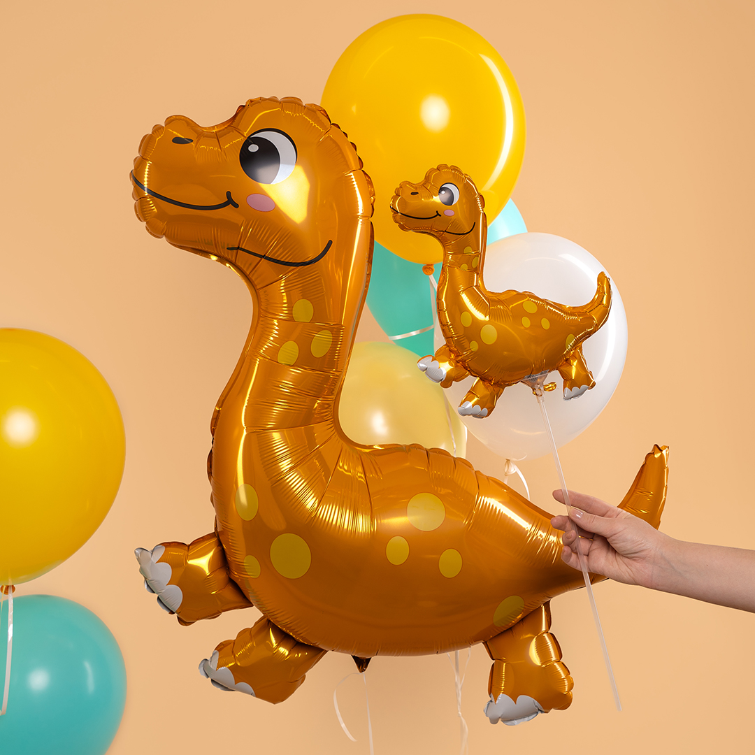 Шар (10''/25 см) Мини-фигура, Динозаврик Диплодок, 1 шт.