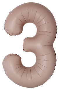 Шар (40''/102 см) Цифра, 3 Slim, Винтажная роза, Матовый, 1 шт.