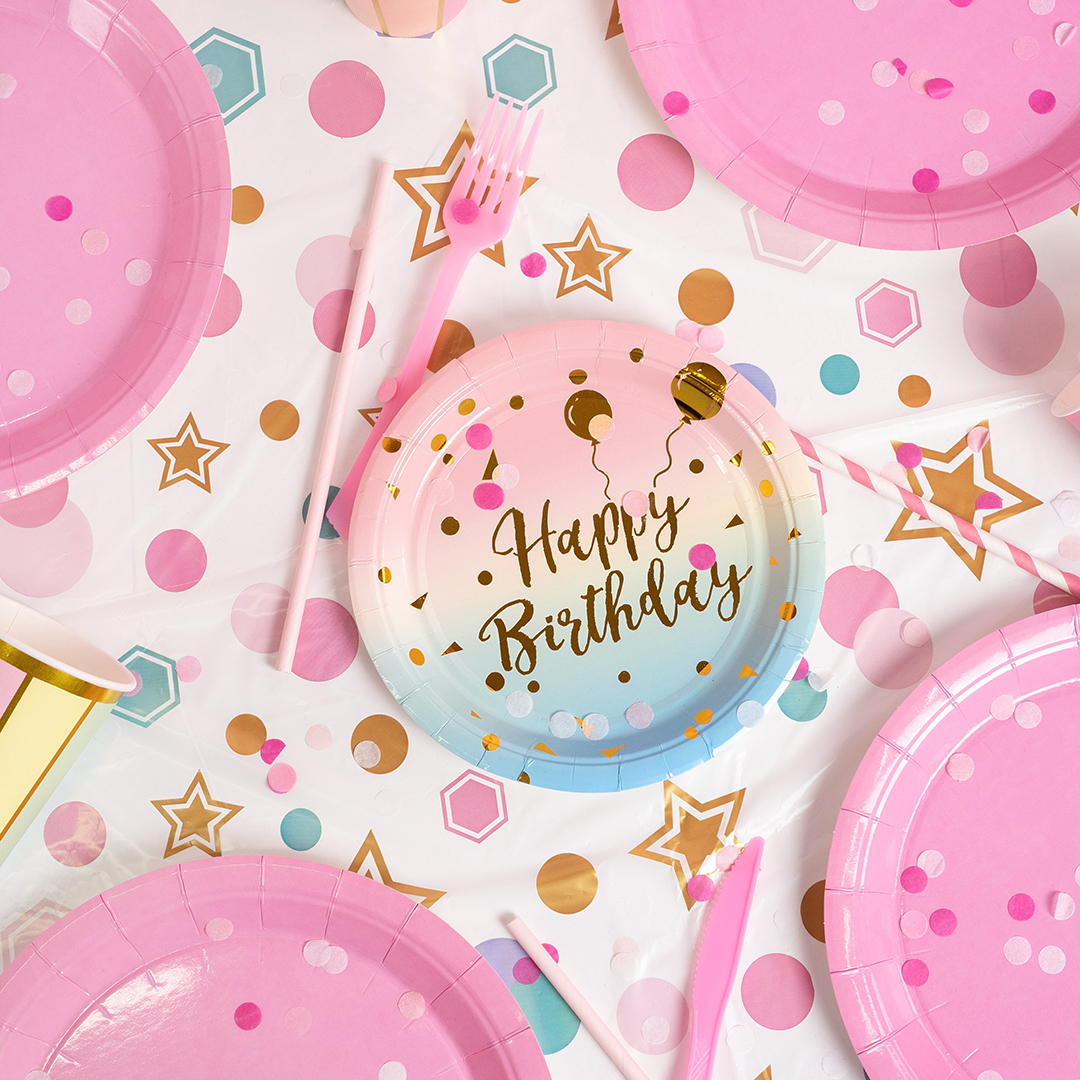 Тарелки (7''/18 см) Невесомый ДР, Радужный/Золото, Металлик, 6 шт.