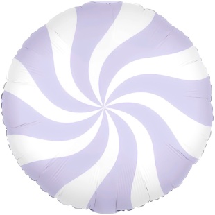 Шар (18''/46 см) Круг, Леденец, Сиреневый/Белый, 1 шт. в уп. (цв.этик.)