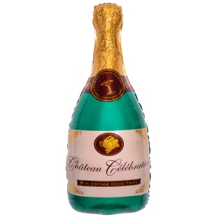 Шар с клапаном (17''/43 см) Мини-фигура, Бутылка Шампанское, 5 шт. в уп. (цв.этик.)