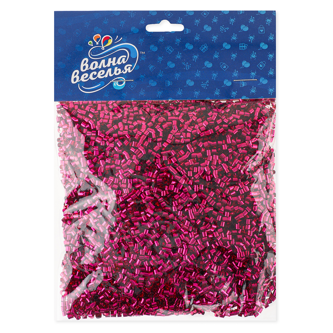 Конфетти фольга Цилиндр, Фуксия, Металлик, 0,2 см, 20 г.