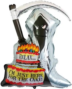 Шар (31''/79 см) Фигура, Смерть с тортом, 1 шт.