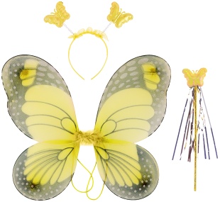Набор (ободок, крылья, волшебная палочка), Данаида Монарх, Желтый, 47*38 см, 1 шт. 