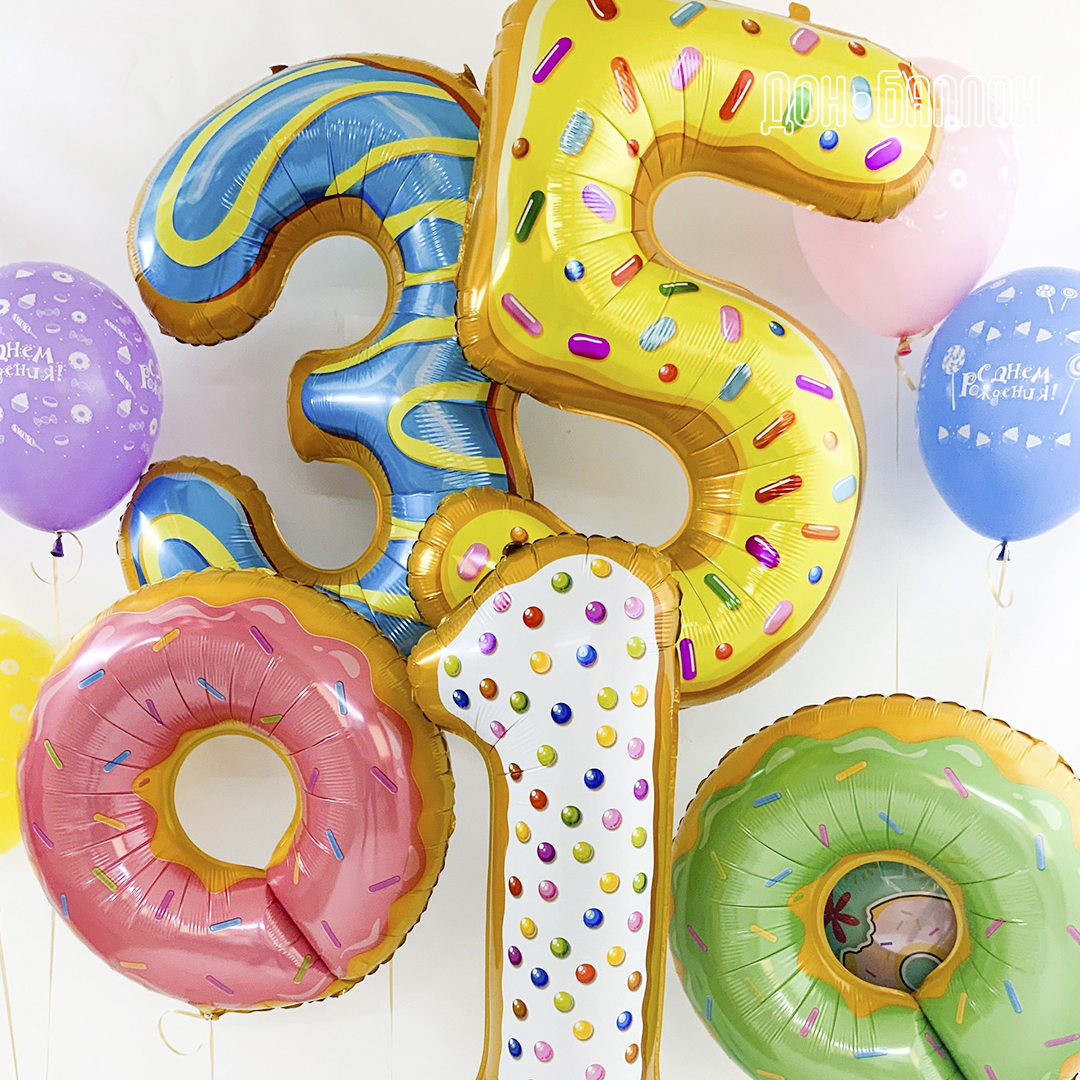 Шар (26''/66 см) Фигура, Пончик, Розовый, 1 шт. в уп.