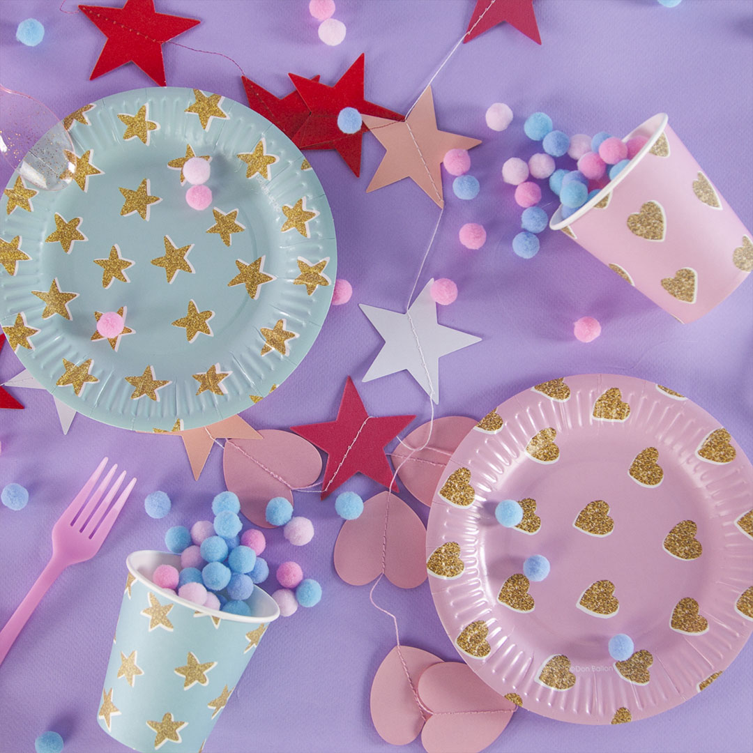 Стаканы (250 мл) Сердечки, Розовый, 6 шт.