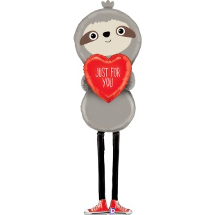 Шар 3D (64''/163 см) Ходячая Фигура, Ленивец с сердечком, 1 шт. в уп.