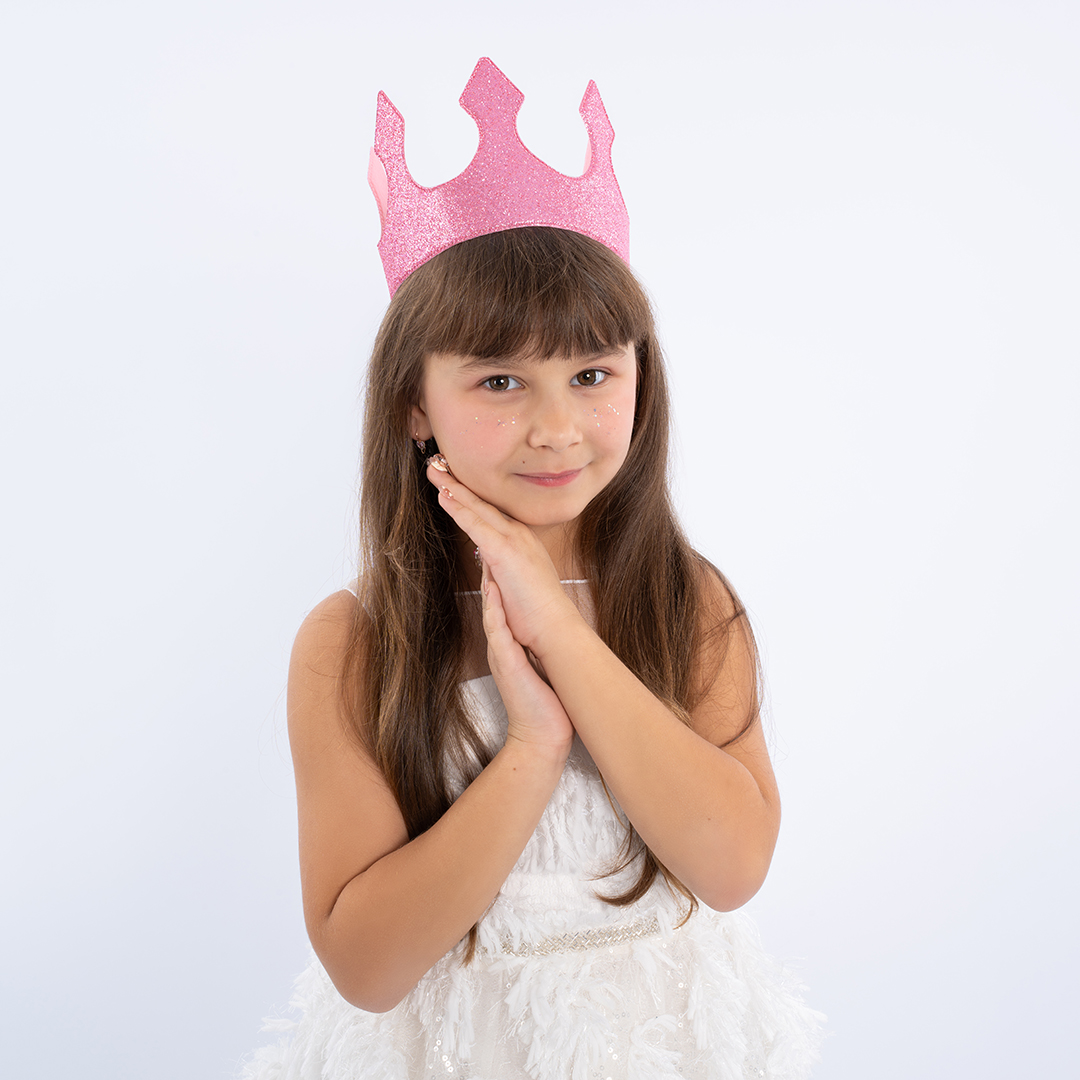 Корона тканевая, Классика, ОГ 58 см, Розовый, 1 шт. 