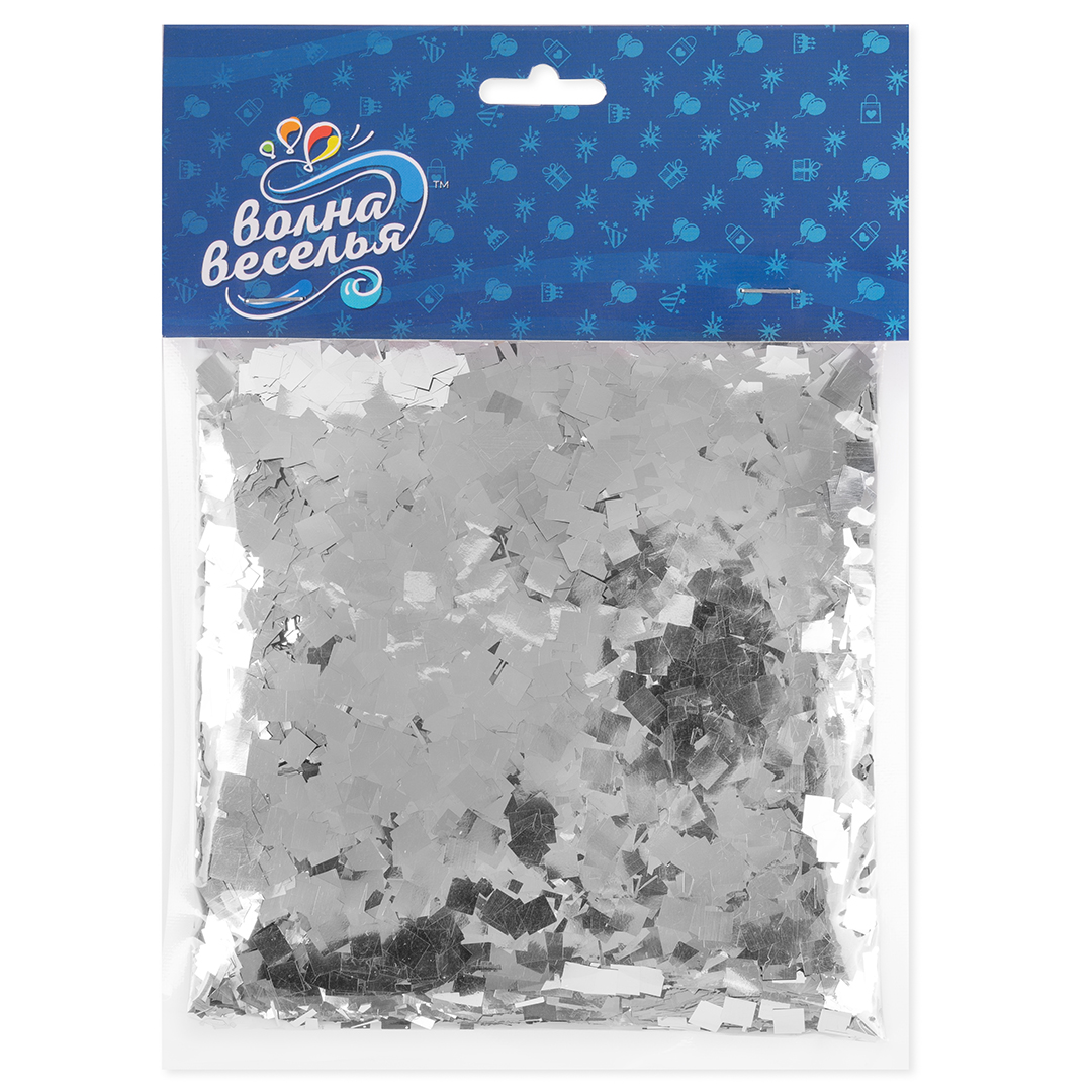 Конфетти фольга Квадрат, Серебро, Металлик, 0,5 см, 50 г.