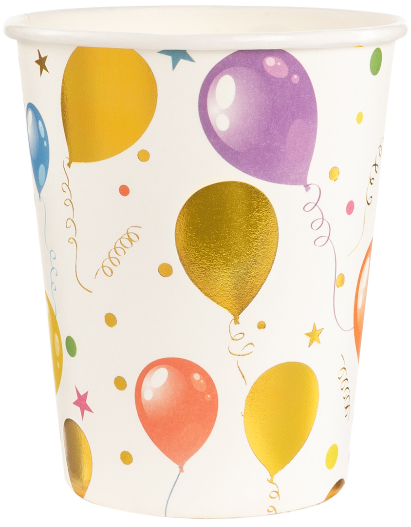 Стаканы (250 мл) Воздушные шарики, Разноцветный, Металлик, 6 шт.