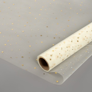 Фатин в рулоне (0,48*4,57 м) Звездное сияние, Кремовый, Металлик, 1 шт.