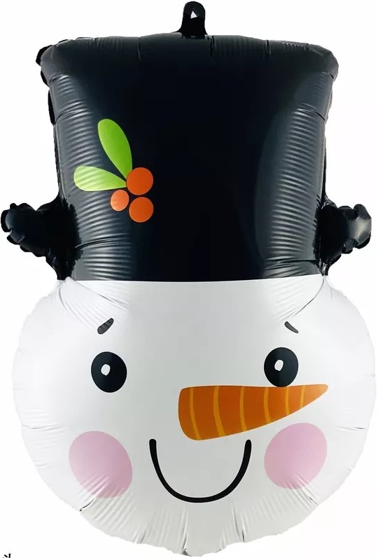 Шар (23''/58 см) Фигура, Голова, Снеговик в цилиндре, 1 шт.