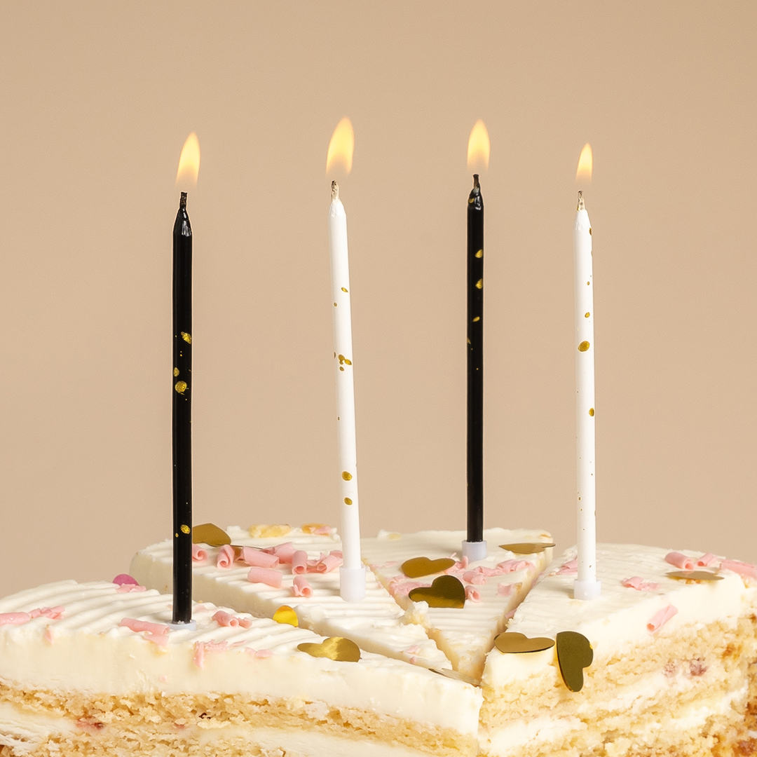 Свечи Золотые искры, Черный/Белый, Металлик, 6 шт. с держат.