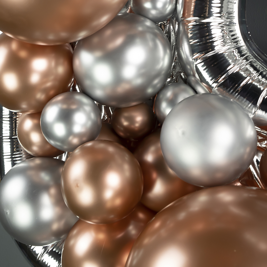 Шар (5''/13 см), Розовое Золото, хром, 50 шт.