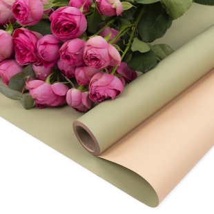 Упаковочная пленка 65мкр (0,57*10 м) Двухцветная, Светло-зеленый/Бежевый, Матовый, 1 шт.