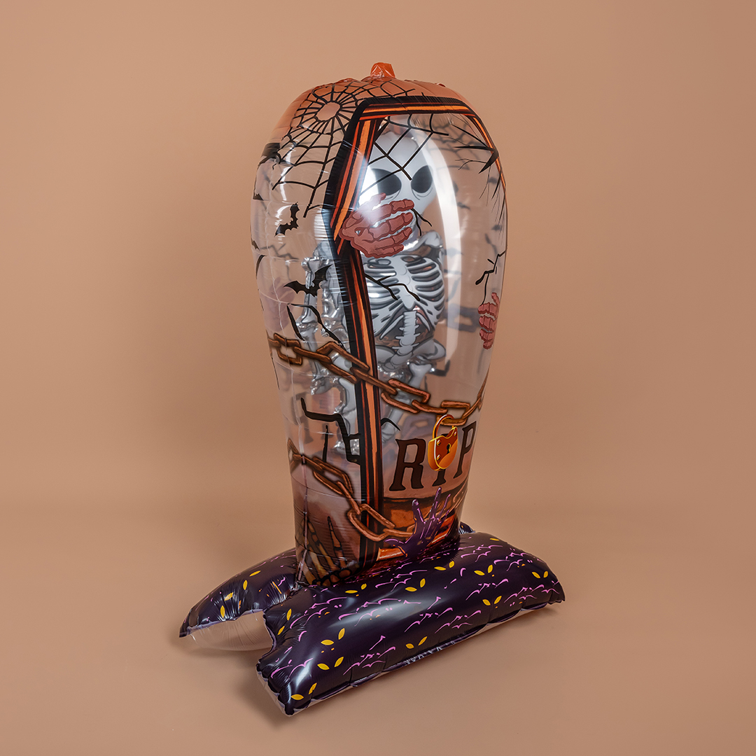 Шар 3D (62''/157 см) Фигура на подставке, Надгробие со скелетом, 1 шт. в уп.