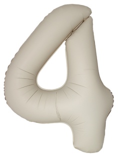 Шар (40''/102 см) Цифра, 4 Slim, Кремовый Латте, Матовый, 1 шт. в уп.
