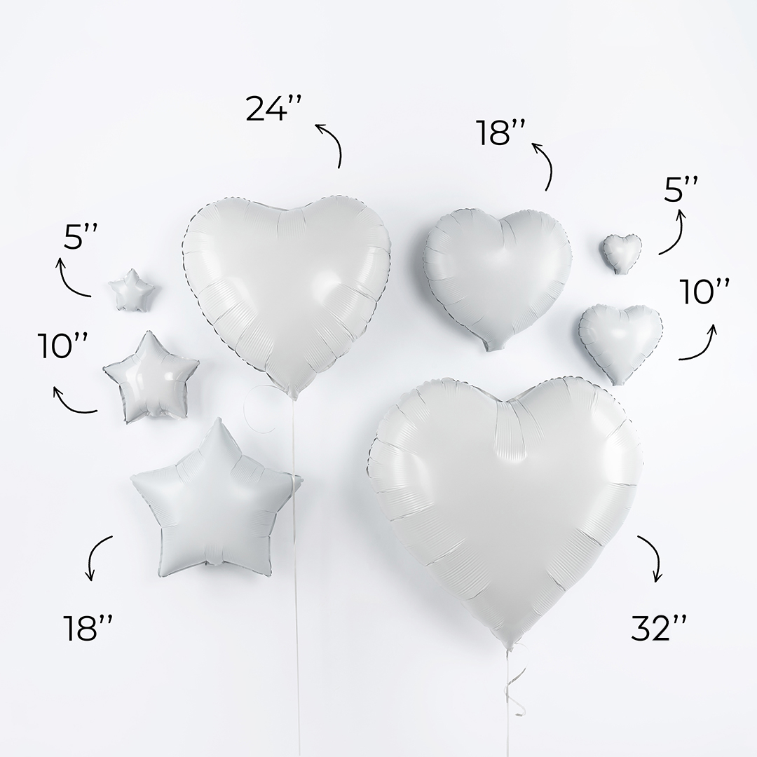 Шар с клапаном (10''/25 см) Мини-сердце, Белый, 1 шт.