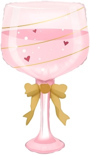 Шар (35''/89 см) Фигура, Бокал, Золотой бант, Розовый, 1 шт. в уп.