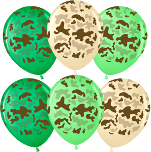 Шар (12''/30 см) Камуфляж, Ассорти, пастель, 5 ст, 25 шт.