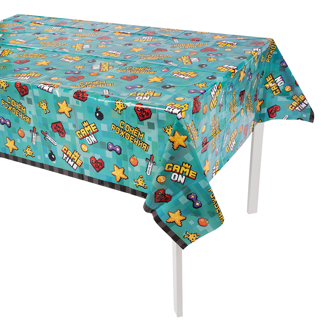Скатерть одноразовая, Game Time, Пиксели, 120*180 см, 1 шт.