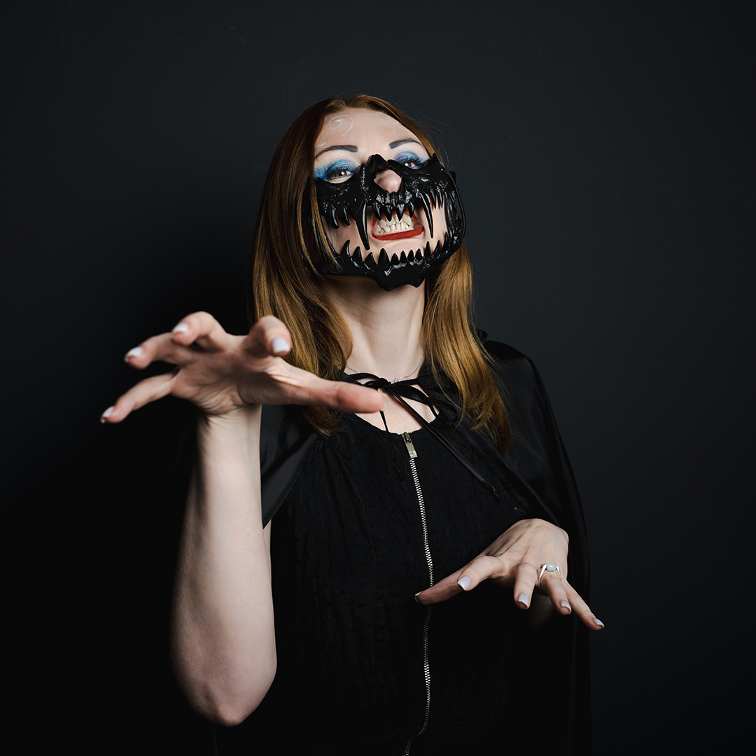 Карнавальная маска, Звериный оскал, Черный, 17*14 см, 1 шт. 