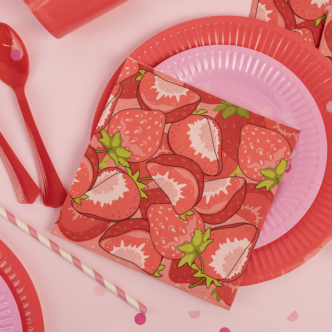 Сервировочные салфетки, Клубника, 33*33 см, 20 шт.