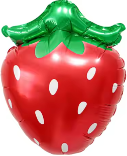 Шар с клапаном (12''/30 см) Мини-фигура, Клубника, Красный, 5 шт. в уп. (цв.этик.)