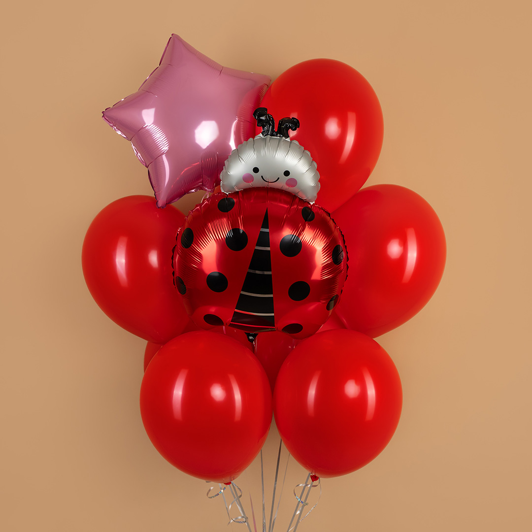 Шар (28''/71 см) Фигура, Божья коровка, Красный, 1 шт. в уп. (цв.этик.)