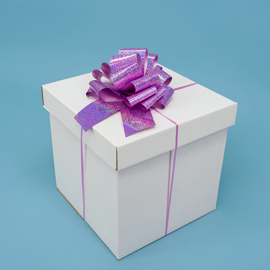 Бант Шар, Розовый, Голография, 21 см, 1 шт. в упак. 