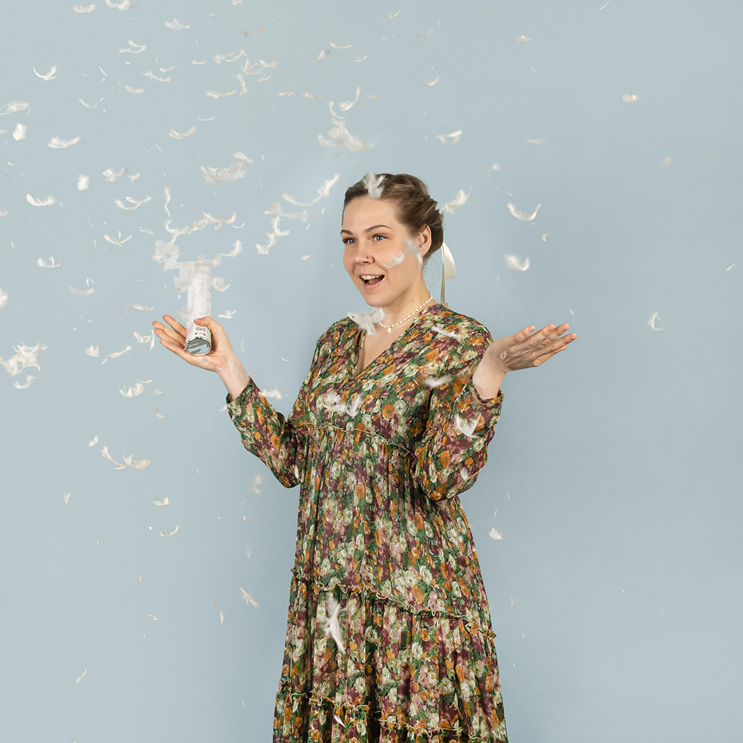 Пневмохлопушка (12/30 см), Большого Счастья, Перья, Белый, 1 шт.