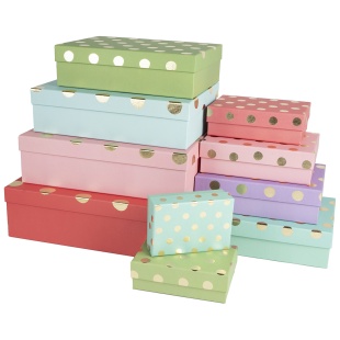 Набор коробок Случайный цвет, Ассорти, Металлик, 37*27*11 см, 10 шт. в упак. 