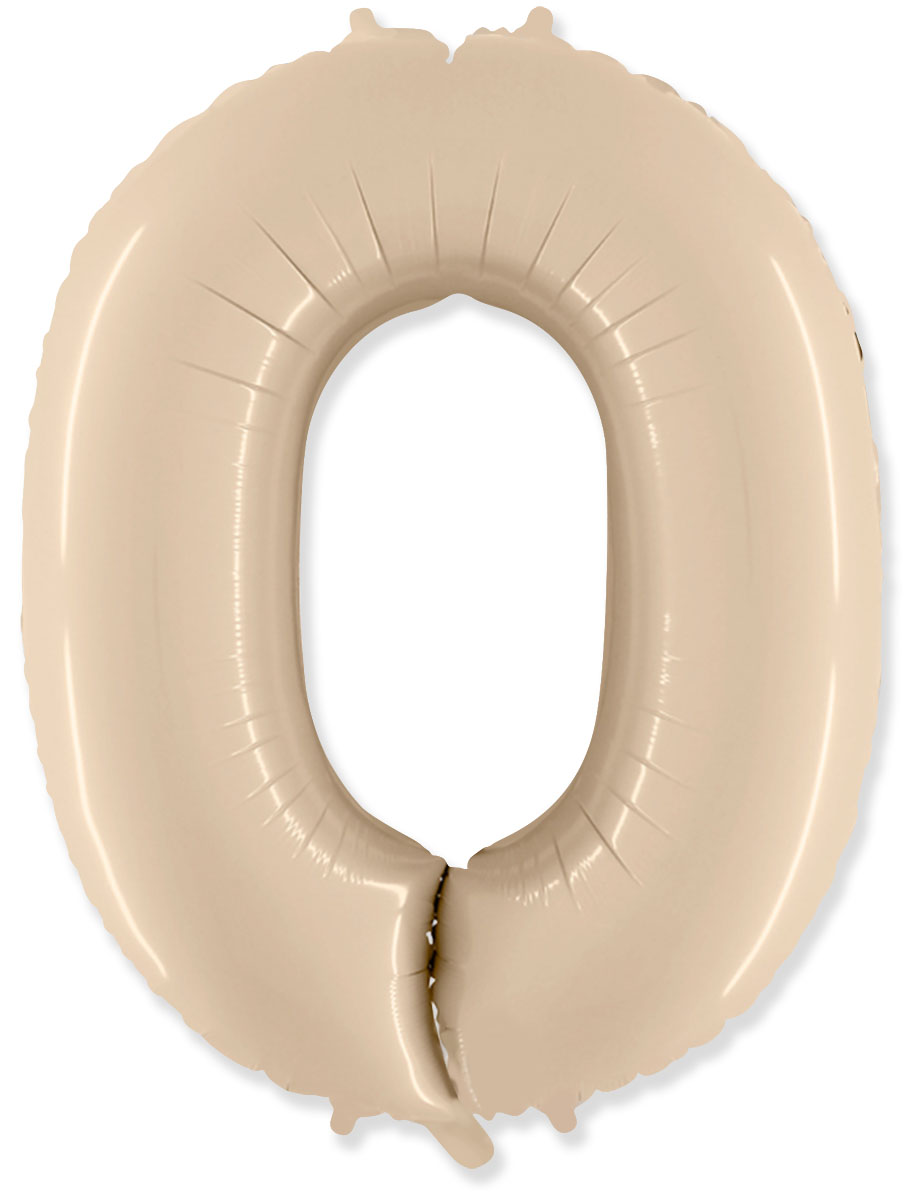 Шар (40''/102 см) Цифра, 0, Кремовый, 1 шт. в уп.