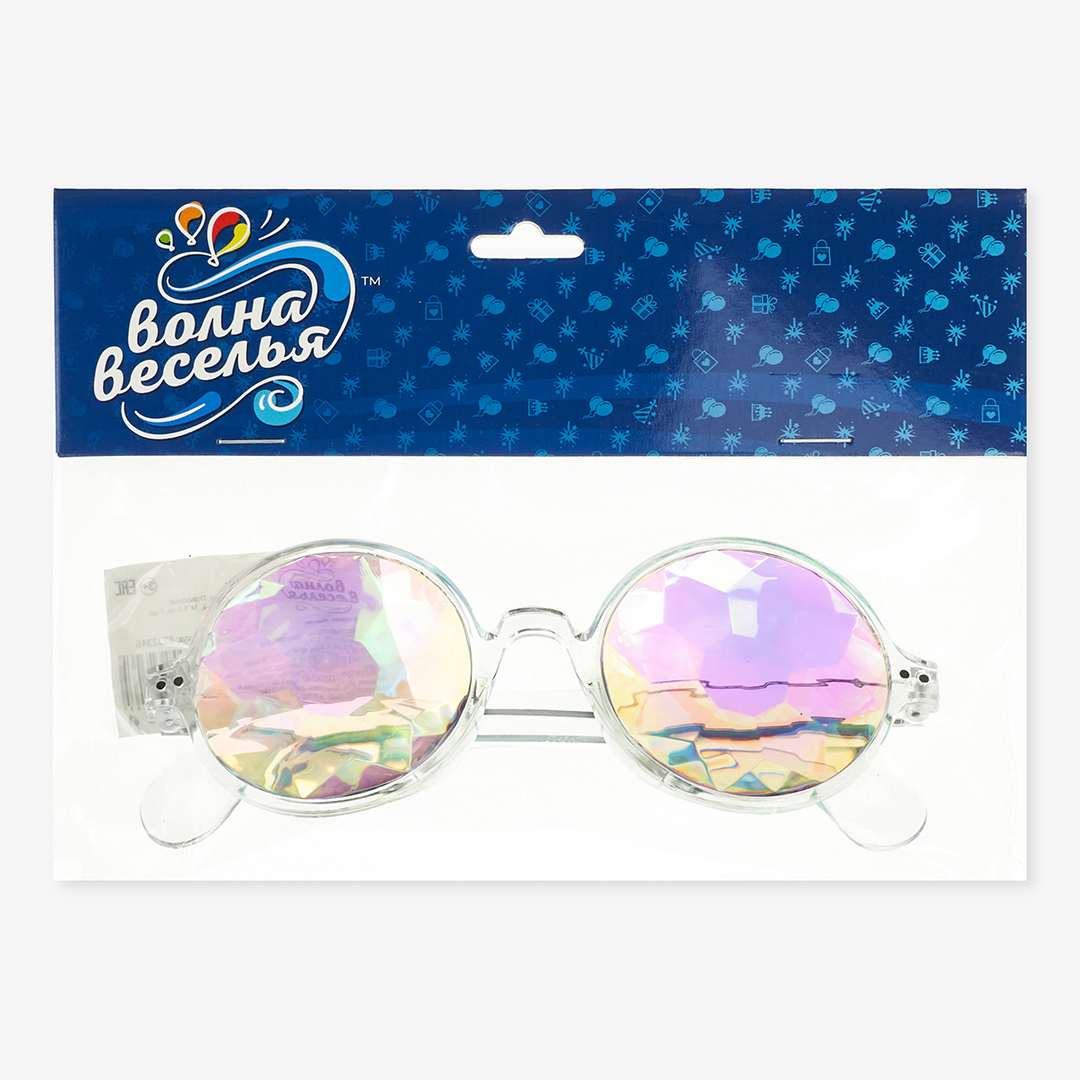 Карнавальные очки, Гламурные калейдоскопы, Белый, 1 шт. 