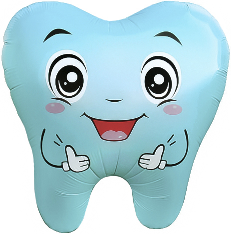 Шар (21''/53 см) Фигура, Милый Зубик, Голубой, 1 шт.