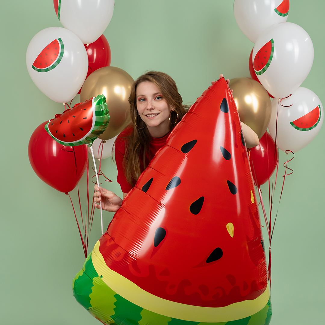 Шар с клапаном (13''/33 см) Мини-фигура, Долька арбуза, 5 шт. в уп.