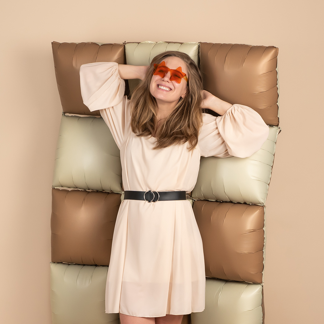 Шар (19''/48 см) Блок, Кофе/Белый песок, Сатин, 1 шт.