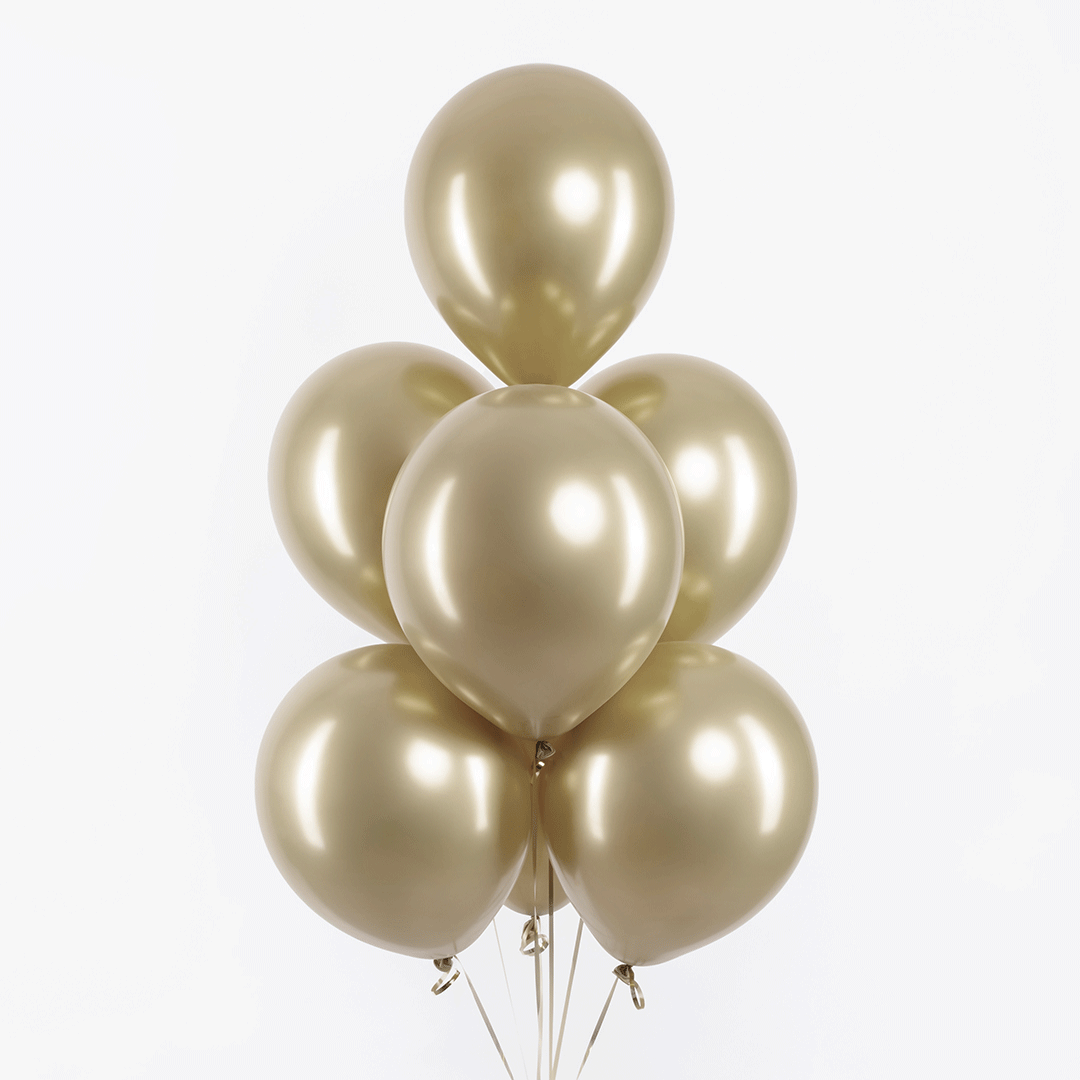 Шар (12''/30 см), Белое золото, хром, 50 шт.