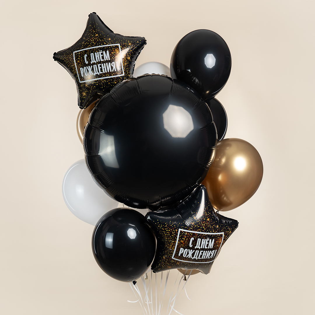 Шар (30''/76 см) Круг, Черный, 1 шт. в уп.