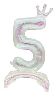 Шар (32''/81 см) Цифра на подставке, 5 Корона, Хамелеон, Хамелеон, 1 шт. в уп.