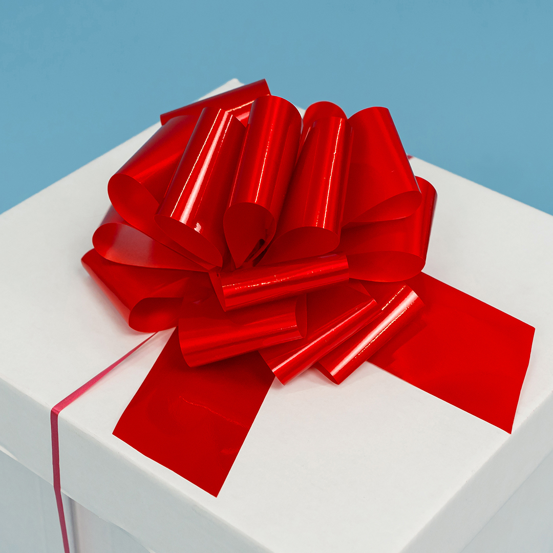 Бант Шар, Красный, Лаковый, 21 см, 1 шт. в упак. 