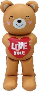 Шар (61''/155 см) Фигура 3D, Мишка с сердцем, 1 шт. в уп.